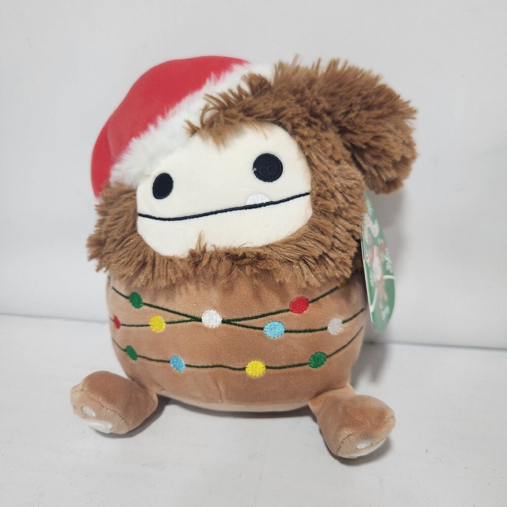 Squishmallows Benny Bigfoot Yeti 8” Christmas 2024 Santa Hat Lights Plush NWT